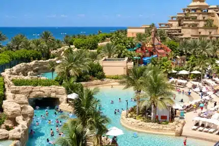 Illustrative enhanced Aquaventure waterpark scene